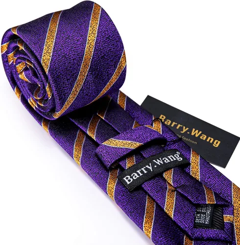 Miniatura 211 de Barry.Wang Juego de corbatas para hombre, corbata de seda a rayas, tejido a cuadros, gemelos formales, negocios, boda