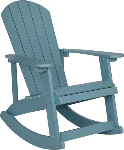 Miniatura 20 de Flash Furniture Savannah - Mecedora Adirondack de madera de poliresina, poliestireno gris para todo tipo de clima, herrajes de acero inoxidable