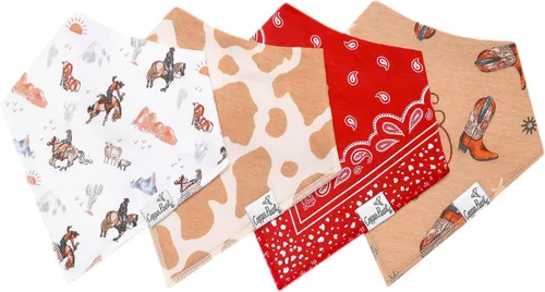 Miniatura 14 de Copper Pearl Baberos tipo bandana para bebé, paquete de 4 baberos de algodón suave para babear y dentición, absorbentes, ajuste ajustable, muchos