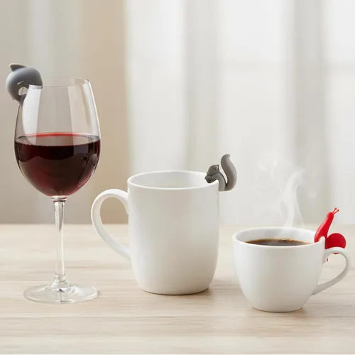 Miniatura 7 de Boao 36 soportes de silicona para bolsitas de té, dijes de vino, identificadores de vidrio, marcadores de bebidas, lindo caracol, ardilla, tiburón