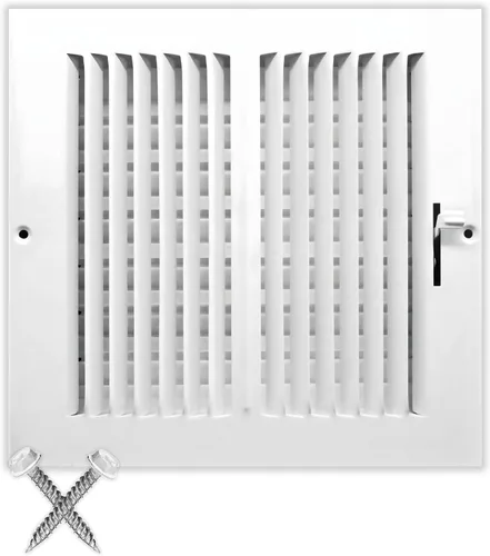 Miniatura 37 de Rejilla de suministro de aire de 3 vías de 10 pulgadas x 6 pulgadas - Tapa de ventilación y difusor - Cara plana estampada - Blanco.