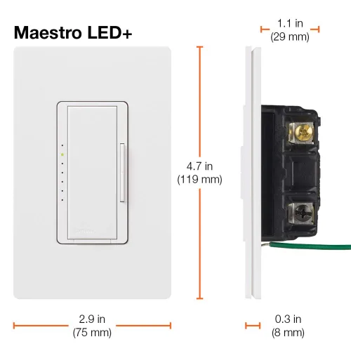 Miniatura 10 de Kit de interruptor regulador de intensidad Lutron Maestro LED+ para luces LED, halógenas e incandescentes regulables, 150W/3 vías o ubicaciones