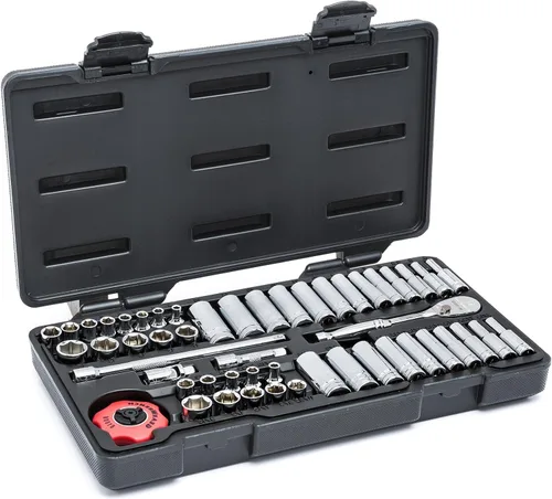 GearWrench Juego de herramientas métricas estándar y mecánicas GearWrench para llave de 1/4", 6 puntos, 54 unidades