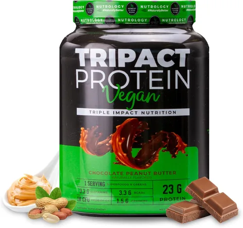 Miniatura 9 de Nutrology TRIPACT Proteína vegana en polvo, mezcla orgánica de guisantes, arroz y calabaza, batido de reemplazo de comidas con BCAA y glutamina