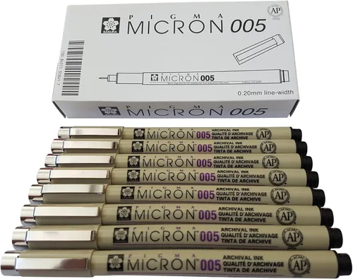 Miniatura 3 de Sakura Pigma Micron Pen 005 Rotulador de tinta negra rotulador, tinta de pigmento archival, punta fina para bolígrafos de dibujo de artistas, juego