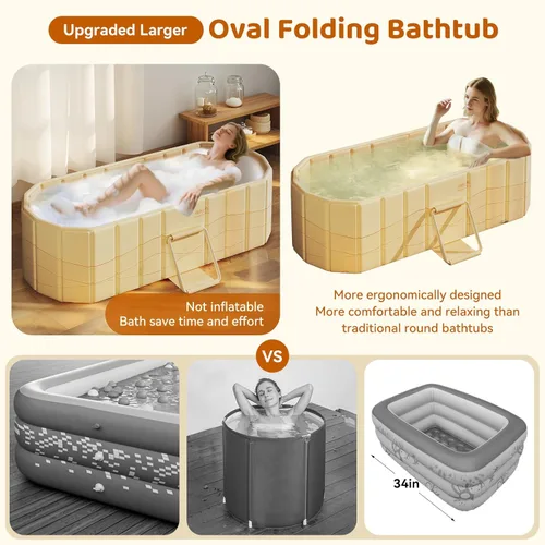 Miniatura 7 de Bañera Plegable Portátil, Bañera Independiente Sin Instalación, Bañera de Remojo SPA para Baño, Cabina de Ducha Plegable para Baños Calientes