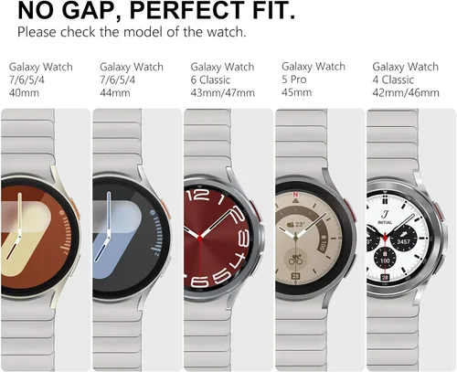 Miniatura 2 de FULLIFE Compatible con Samsung Galaxy Watch 7, 6, 5, 4, correa de 1.575 pulgadas, 1.732 pulgadas, acero inoxidable con cierre magnético, correa sin
