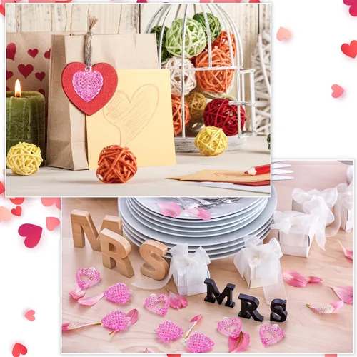 Miniatura 5 de Sieral 24 piezas de decoración de San Valentín, adornos de San Valentín de corazón de cristal para árbol, mini adornos galentinos de vidrio hilado