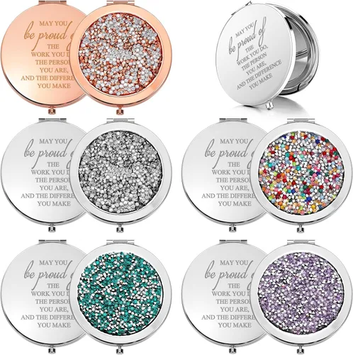 Unittype 10 piezas de espejo compacto inspirador para mujeres, regalos de agradecimiento, espejo de bolsillo de viaje a granel, regalo de Colores