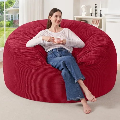 Miniatura 26 de HABUTWAY 2 puf de 2 pies, puf gigante para adolescentes y adultos, puf grandes con relleno de espuma viscoelástica, puf grandes con funda de pana