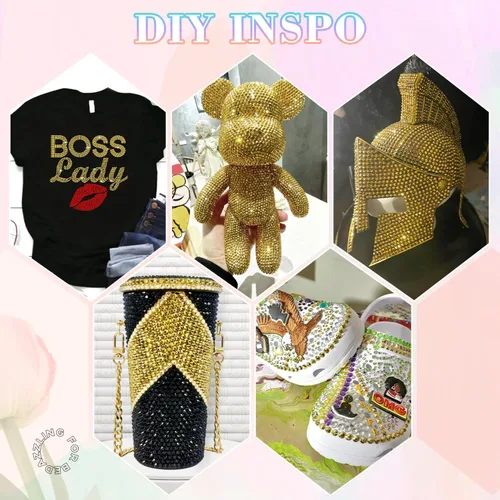 Miniatura 4 de 30000 diamantes de imitación de resina para deslumbrar con pegamento de joyería B7000, gemas de imitación doradas para manualidades, ropa, vasos