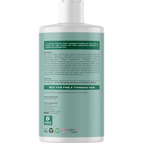 Miniatura 7 de Champú y acondicionador de biotina voluminizante alimentado por aceite esencial de romero, champú y acondicionador sin sulfato con biotina