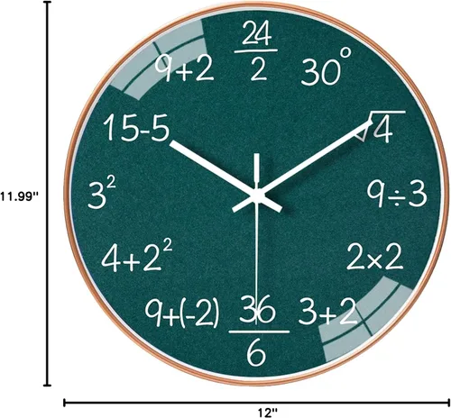 Miniatura 8 de QINFIEY Reloj de Pared de Matemáticas de 12 Pulgadas Silencioso Sin Tictac con Movimiento de Cuarzo de Calidad para Oficina, G2