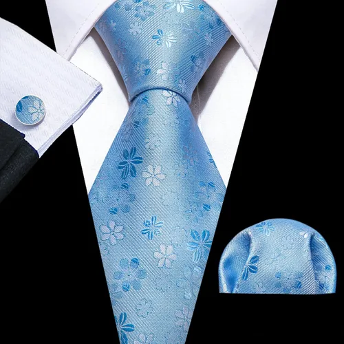 Miniatura 3 de BarryWang Conjunto de corbata para hombre diseño de cachemira de seda maciza con bolsillo cuadrado extra largo para boda formal