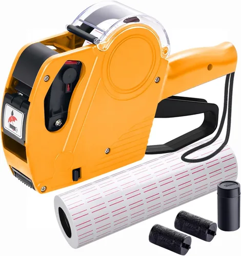 Miniatura 8 de KPX MX5500 Pistola de etiquetas de precios con 5150 calcomanías de pistola de etiquetas blancas y 3 rodillos de tinta adicionales, pistola de Rojo