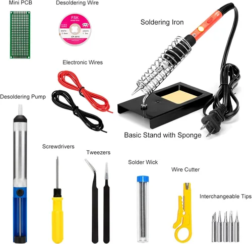 Miniatura 3 de Kit de soldador mejorado, 60 W, con temperatura ajustable, herramienta soldadora con interruptor de encendido/apagado, para reparaciones eléctricas