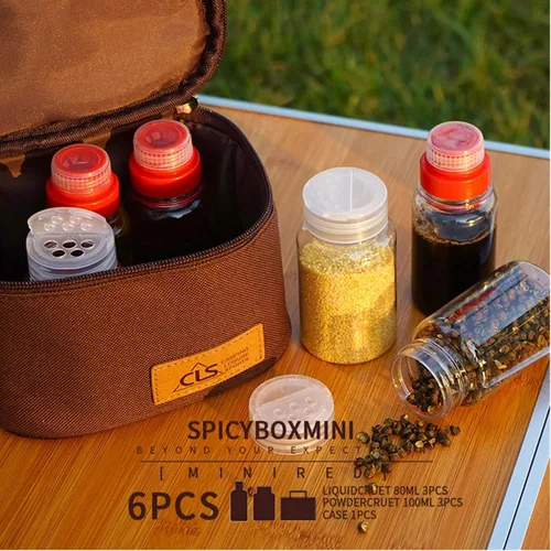 Miniatura 4 de Joyeee Kit de especias vacías para campamento, plástico seguro, PET, 3 botellas de especias líquidas de 2.7 onzas y 3 tarros de especias de 3.3
