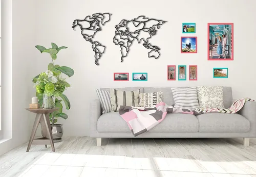 Miniatura 4 de Tubibu Decoración decorativa de pared de mapa del mundo de metal, decoración de oficina en casa, decoración de dormitorio y sala de estar