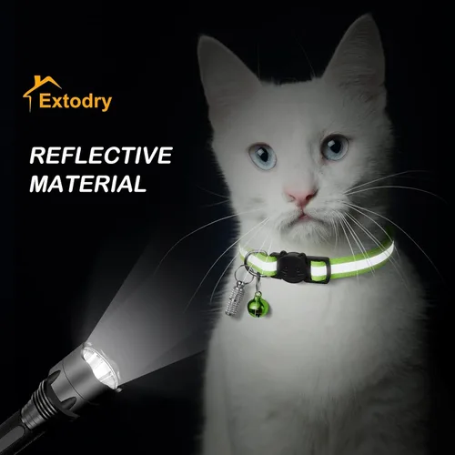 Miniatura 2 de Paquete de 12 collares reflectantes y separables para gatos con campanas, collar de gatito con hebilla de seguridad, con etiqueta de nombre