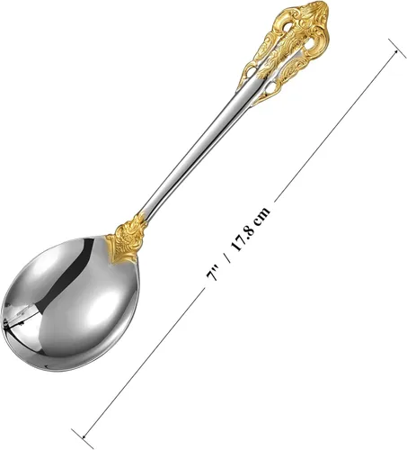 Miniatura 7 de KEAWELL Juego de 4 cucharas redondas para sopa, acero inoxidable 18/10, cuchara de caldo de lujo, apta para lavavajillas, pulido de espejo fino