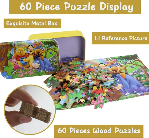 Miniatura 5 de Rompecabezas de 60 piezas para niños de 4 a 8 años, rompecabezas de fiesta de animales de oso, juego familiar, juguete de presión reducida, regalo