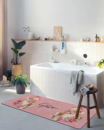 Miniatura 4 de Tapete de baño de Navidad para bañera, antideslizante, de secado rápido y absorbente, de tierra de diatomeas, fregadero de cocina, lavable, copos