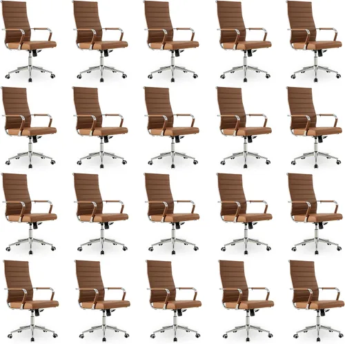 Miniatura 17 de Okeysen Office Desk Chair, Ergonomic Leather Modern Conference Room Chairs, Executive Ribbed Height Adjustable Swivel Rolling Chair for Home Office
