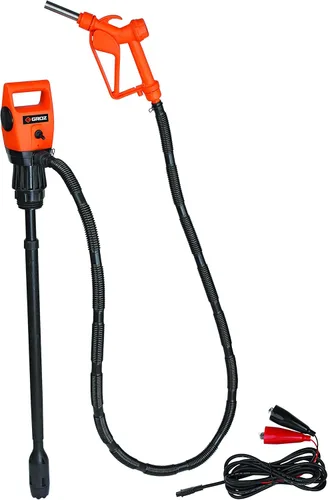 Groz Bomba de tambor eléctrica de 12 V CC para tambores de 55 galones y bolsas IBC, flujo de 4.86 GPM, tubo telescópico ajustable de 33.5-49