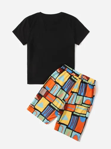 Miniatura 2 de OYOANGLE Conjunto de 2 piezas para niño con camiseta de manga corta y pantalones cortos