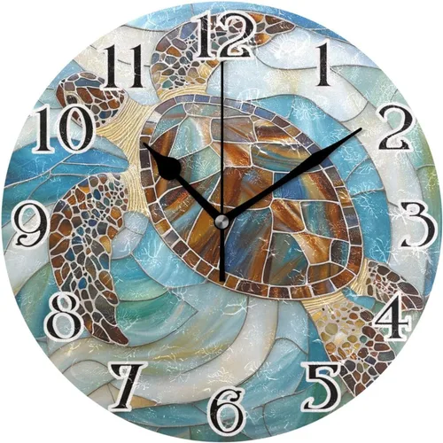 Miniatura 10 de Reloj de pared con mariposas moradas, silencioso, funciona con pilas, floral, sin tictac, decorativo, reloj analógico de cuarzo redondo de 9.5 A01