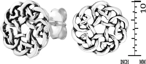 Miniatura 3 de AeraVida Continuity - Aretes de tuerca de plata de ley 925 con nudo celta Delicados aretes de tuerca de plata esterlina para mujer Aretes de nudo