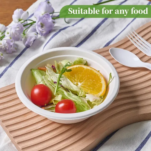Miniatura 6 de ECOLipak Paquete de 150 cuencos de papel desechables de 12 onzas, cuencos biodegradables compostables de alta resistencia, hechos de bagazo natural