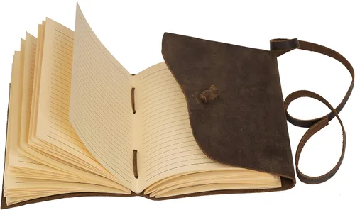 Miniatura 3 de Diario de viaje de cuero, cuaderno encuadernado vintage hecho a mano para hombres y mujeres, acabado antiguo, cuero de búfalo auténtico, papel