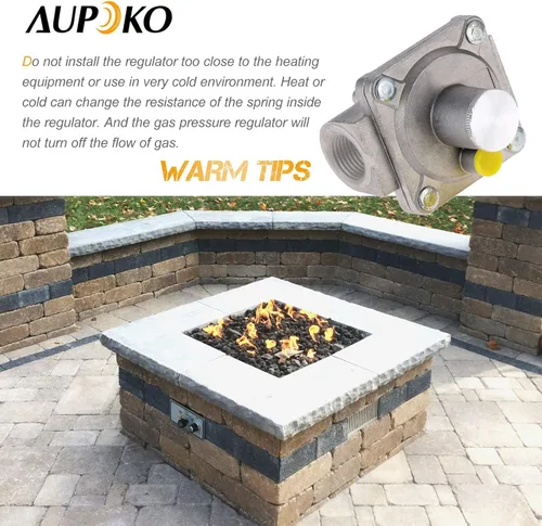 Miniatura 4 de Aupoko Regulador de parrilla de gas natural 1/2 "-14NPT LP Reguladores de gas, presión de entrada: 1/2 "PSIG, presión de salida LPG 5 "W.C, para gas