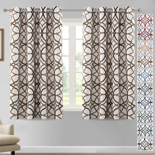 Miniatura 26 de H.VERSAILTEX Cortinas opacas con diseño impreso de 54 pulgadas de largo, juego de 2 paneles de cortinas con aislamiento térmico para dormitorio