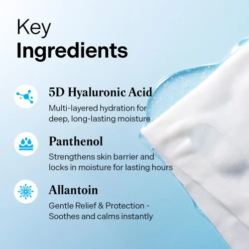 Miniatura 5 de Torriden Máscara facial de ácido hialurónico DIVE IN (10 hojas), mascarilla coreana de hidratación profunda, pantenol y alantoína, mascarilla