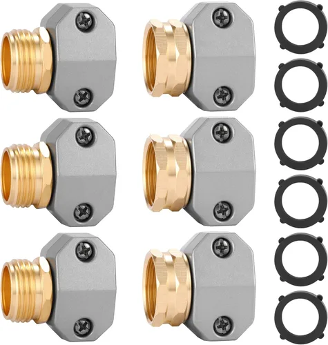 Miniatura 8 de Acoplamiento macho y hembra de zinc y aluminio, se adapta a todos los accesorios de reparación de manguera de jardín de 5/8 pulgadas y 3/4 pulgadas