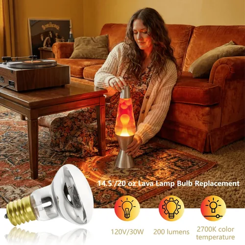 Miniatura 3 de Paquete de 2 Bombillas de Lámpara de Lava R39 E17 25W Bombillas Reflectoras para Dormitorio y Oficina 120V Bombilla de Lámpara de Lava de Repuesto
