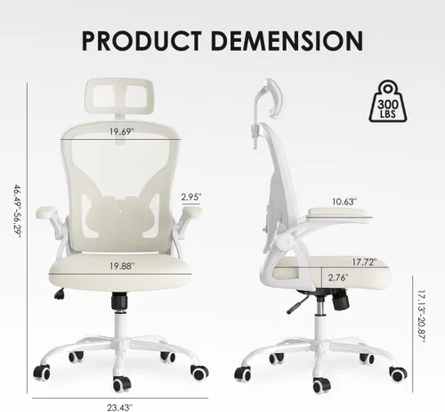 Miniatura 2 de Ergonomic Office Chair, Home Office Desk Chair with Headrest, High Back Computer Chair with Armrests and Adjustable Lumbar Support for Home Office