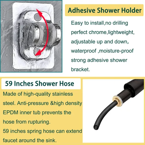 Miniatura 5 de Accesorio rociador de manguera de grifo de cocina para grifo de bañera, cabezal de repuesto de rociador de grifo de fregadero con manguera de acero