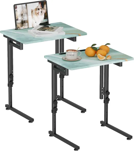 Miniatura 12 de Adjustable Folding TV Tray Table,TV Dinner Small Foldable C-Shaped End Table for Eating,6 Height Adjustable Slide Under Couch Side with Sturdy MDF
