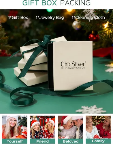 Miniatura 7 de ChicSilver - Collar de plata de ley 925 con inicial para mujeres y niñas, joyería de letras delicadas, para regalo personalizado (con caja de regalo)