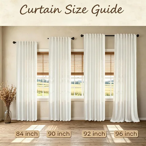Miniatura 301 de Cortinas de lino gris claro, 2 paneles, presillas traseras, bolsillo para cortinero, semitraslúcidas, ahorran energía, estilo rústico, arpillera