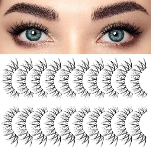 Miniatura 2 de Pestañas postizas 3D con volumen de ojo de gato, pestañas de banda transparente, aspecto natural, imitación de visón, tira invisible, pestañas