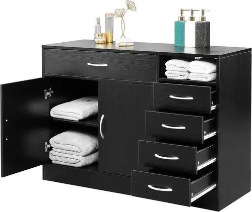 Miniatura 4 de Henf Gabinete de almacenamiento de spa para salón de belleza, estación de peluquería de madera, equipo de spa, gabinete de peluquería de baño