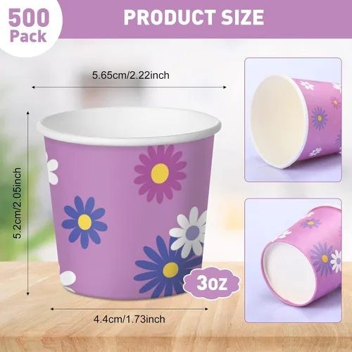Miniatura 2 de Nuenen Paquete de 500 tazas de papel desechables de 3 onzas para enjuague bucal pequeñas, mini tazas de café expreso para bebidas calientes o frías