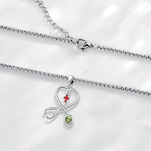 Miniatura 226 de Collar de alas de ángel de plata de ley 925, ángel de la guarda, enfermera RN caduceo, dije de ángel de cristal, joyería de regalo para mujer