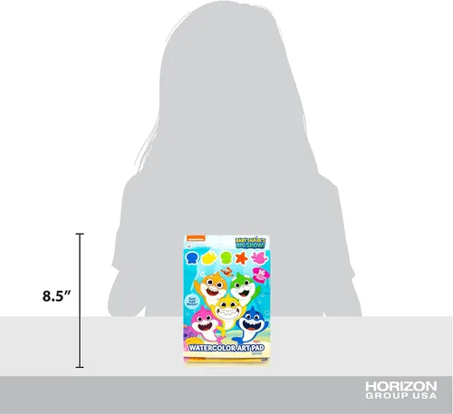 Miniatura 8 de Horizon Baby Shark - Bloc de arte de acuarela para colorear y juego de pintura, kit de pintura de acuarela de tiburón, gran juego de arte para niños