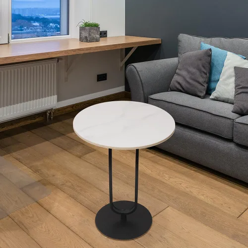 Miniatura 5 de Mesa auxiliar con parte superior de mármol, mesa redonda de metal para sofá, mesa auxiliar moderna, bandeja de café, escritorio auxiliar para sofá