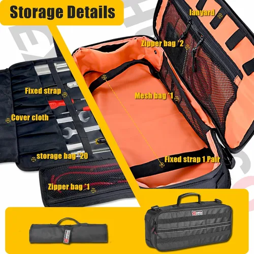 Miniatura 6 de Bolsa organizadora de herramientas de gran capacidad de 20 pulgadas con tira reflectante compatible con UTV, ATV, Polaris Can am Accesorios